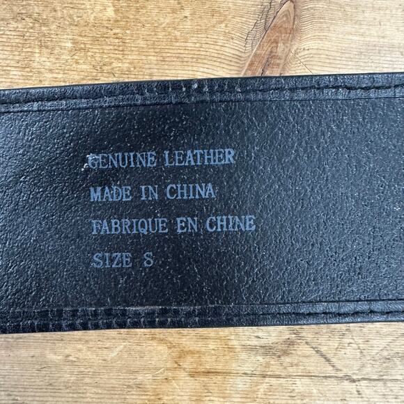 Justin Boots basketweave tooled leather western belt size 42 gold tone buckle - Picture 3 of 14